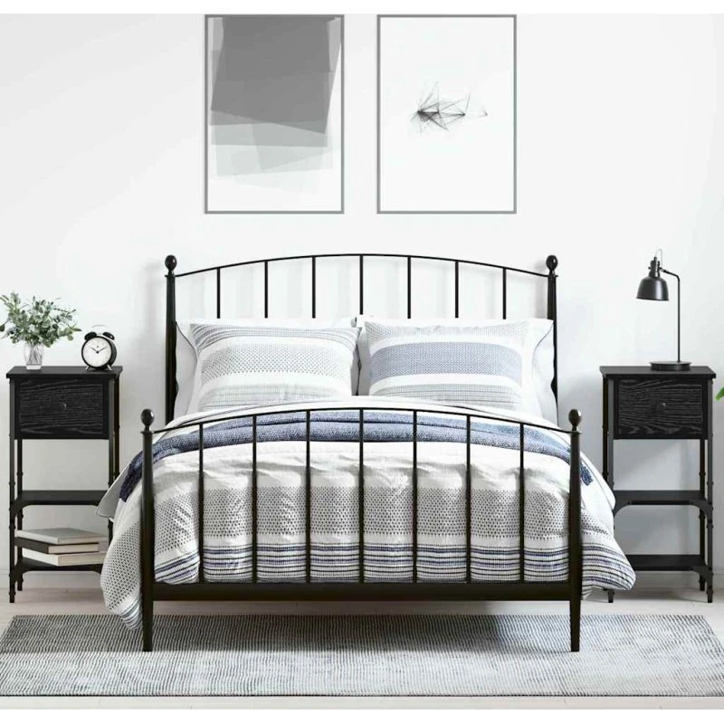 Sengeborde 2 stk - Sort egetræ 34x36x70 cm