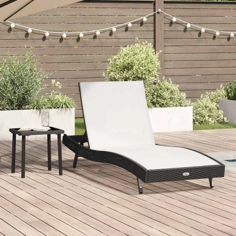 Solseng sæt 2 stk sort polyrattan med sidebord