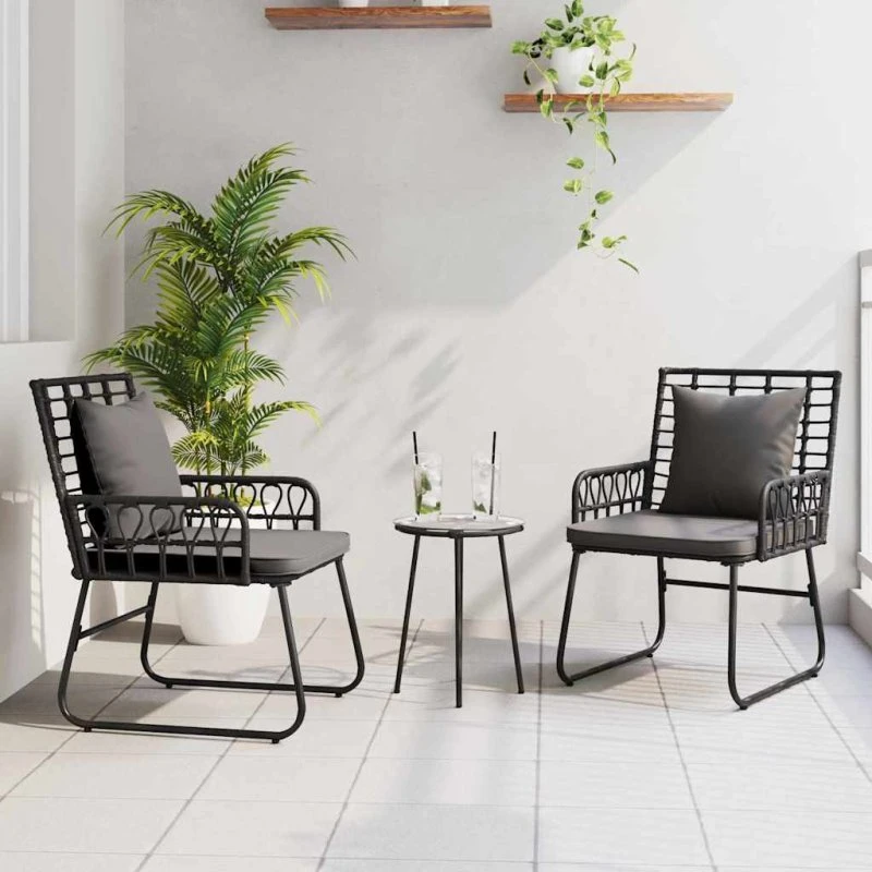 Have spisebordssæt 3-dele i sort/anthracit polyrattan