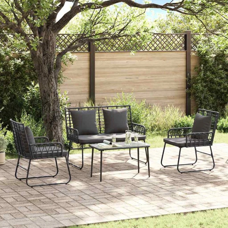 Have Spisebordssæt 3 stk Sort/Anthracite i polyrattan