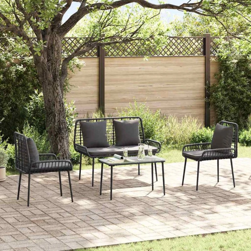 Havemøbelsæt 3 dele i sort/anthracite polyrattan