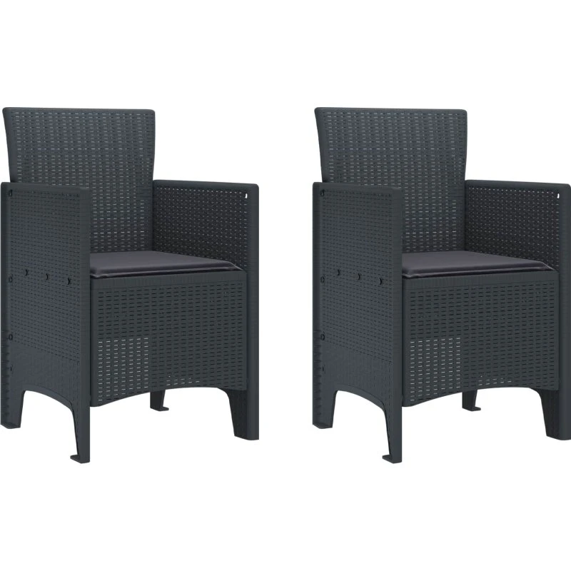 Havestol 2 stk Antracit med pude 53x49x85 cm