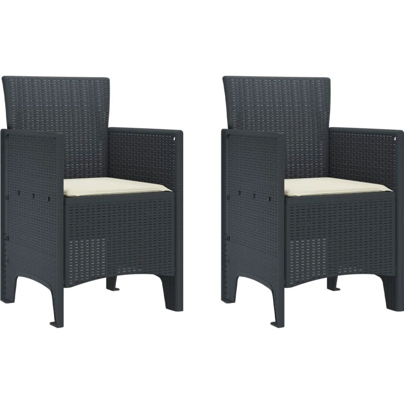 Havestol 2 stk Antracit m. pude 53x49x85 cm