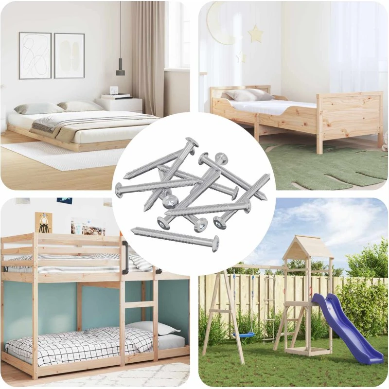 Møbelskruer M6 x 60 mm, 12 stk – Sølv, zinkbelagt stål