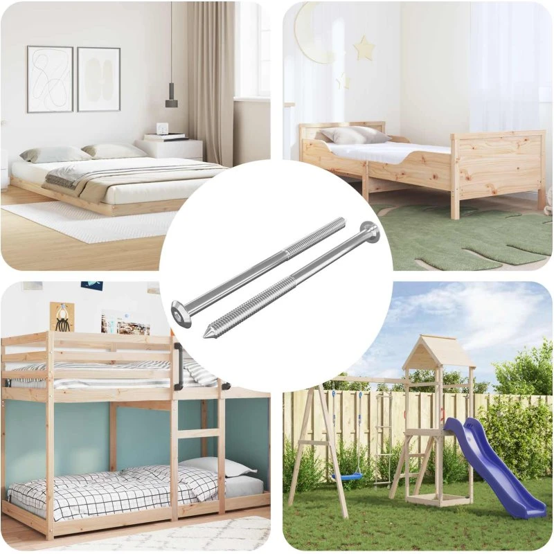 Møbelskruer 2 stk M6 x 100 mm, sølv zinkbelagt stål