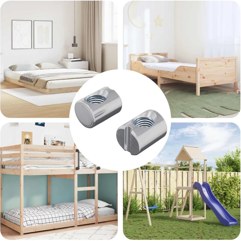 Tønde møtrikker M6 x 13 mm, 2 stk, zinkbelagte, sølv