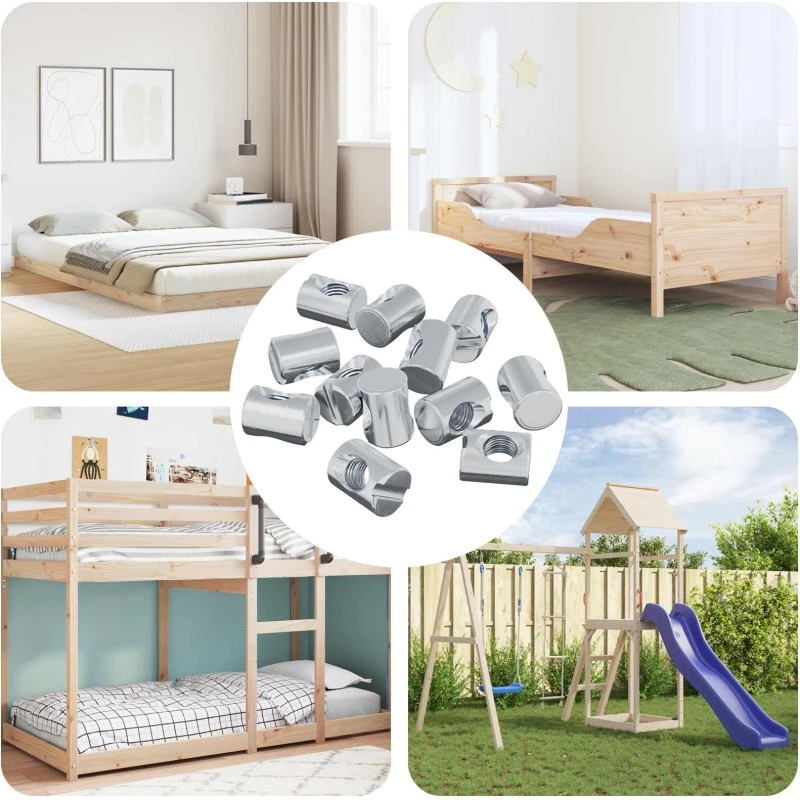 Tønde møtrikker 12 stk M6 x 13 mm Sølv (zinkbelagte)