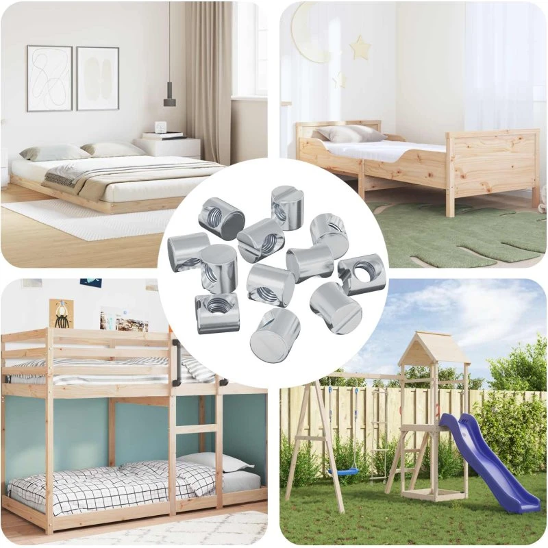 Tønde møtrikker M6 x 12 mm, 12 stk - Zinkbelagt sølv