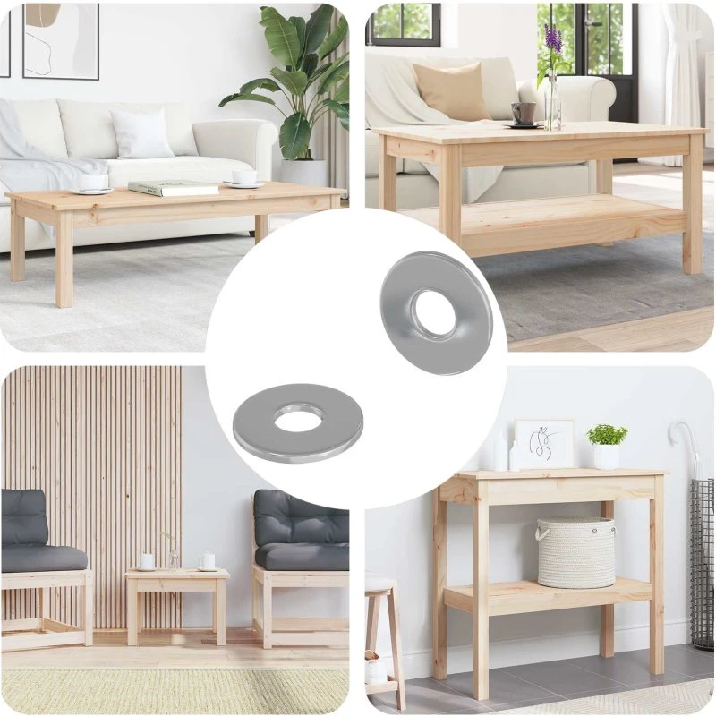 Fladskiver 2 stk 12x12x1,2 cm jern, zinkbelagt - sølv