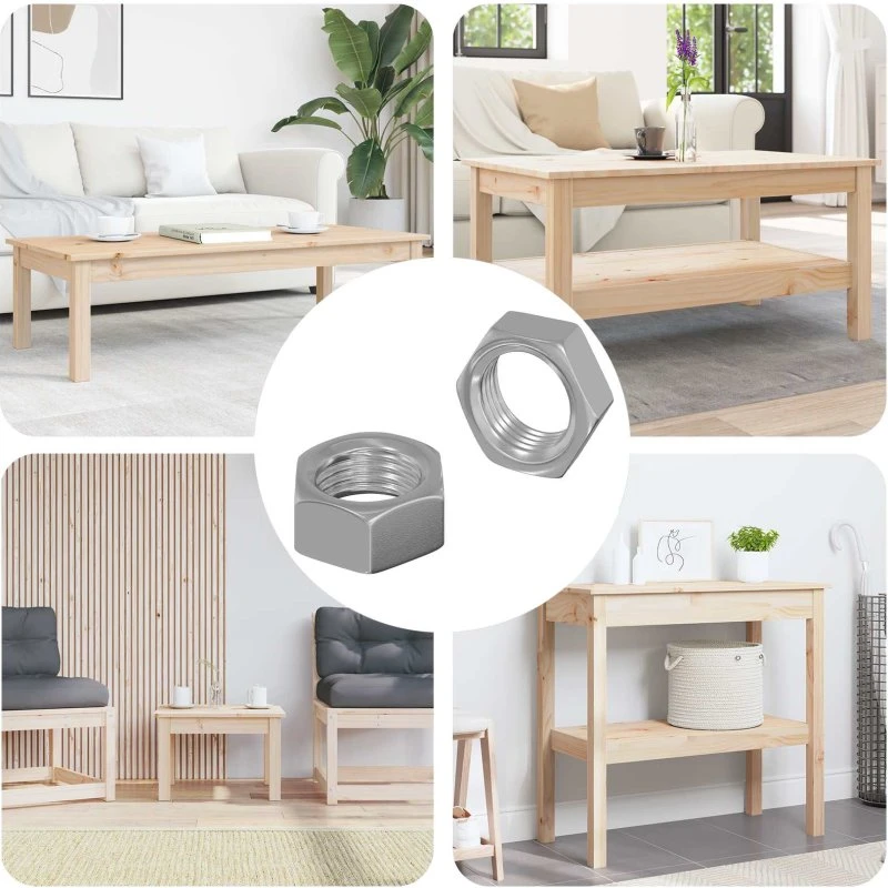 Sekskantmøtrikker M6 zinkbelagt stål – 2 stk (sølv)