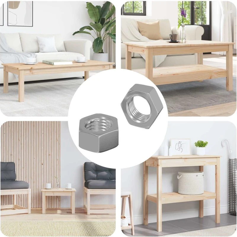 Sekskantmøtrik M6 2 stk Sølv i jern