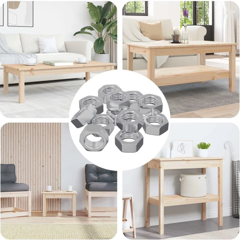 Sekskantmøtrik M6 12 stk Sølv i jern