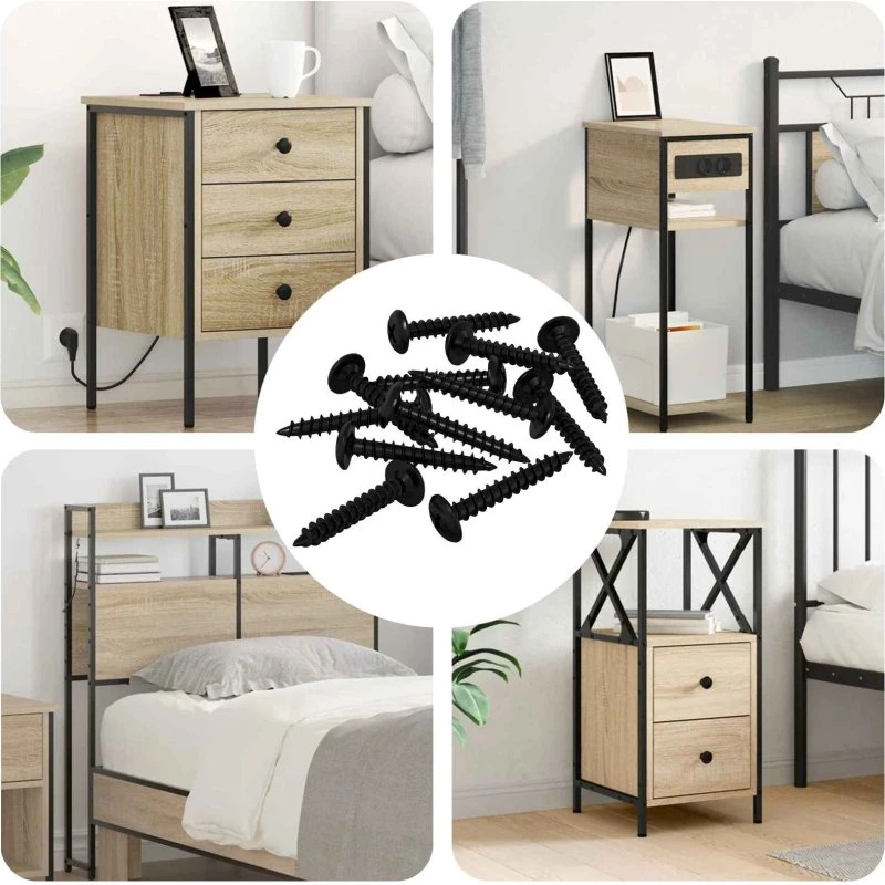 Selvborende skrue 12 stk 4x25 mm sort – rundt hoved