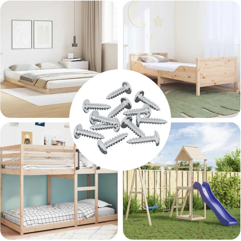 M4 x 16 mm træskruer, 12 stk, stål, sølv