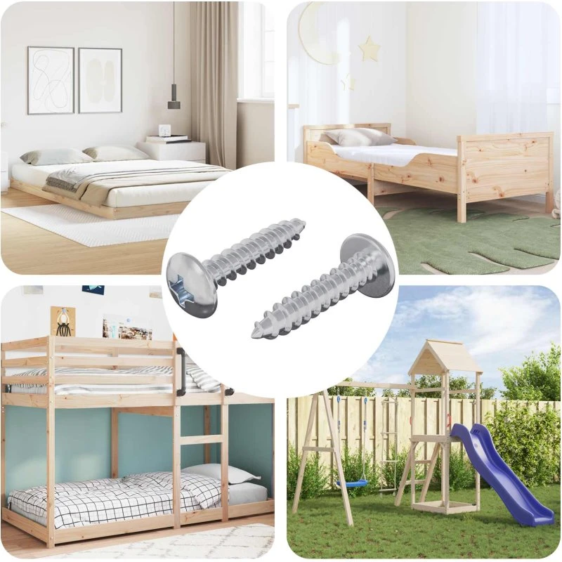 Træskruer M4 x 20 mm rundhoved 2 stk, rustfrit stål