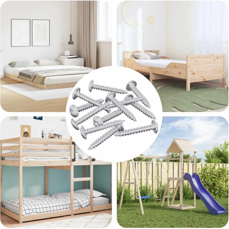 Træskruer rundhoved 9231 stk, sølv rustfrit stål, fuldgevind