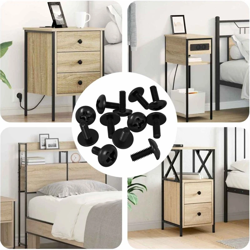 Sleeve skruer M4 x 10 mm sort, 12 stk – møbelskruer