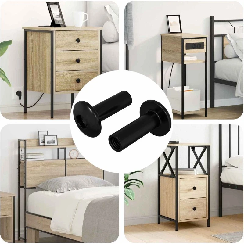 Sleeve møtrikker 2 stk M4 x 14,5 mm sort, zinkbelagt