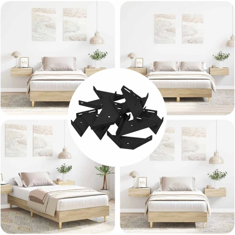 Hjørnebeslag i jern 12 stk 138,5x50,5x16 mm - sort