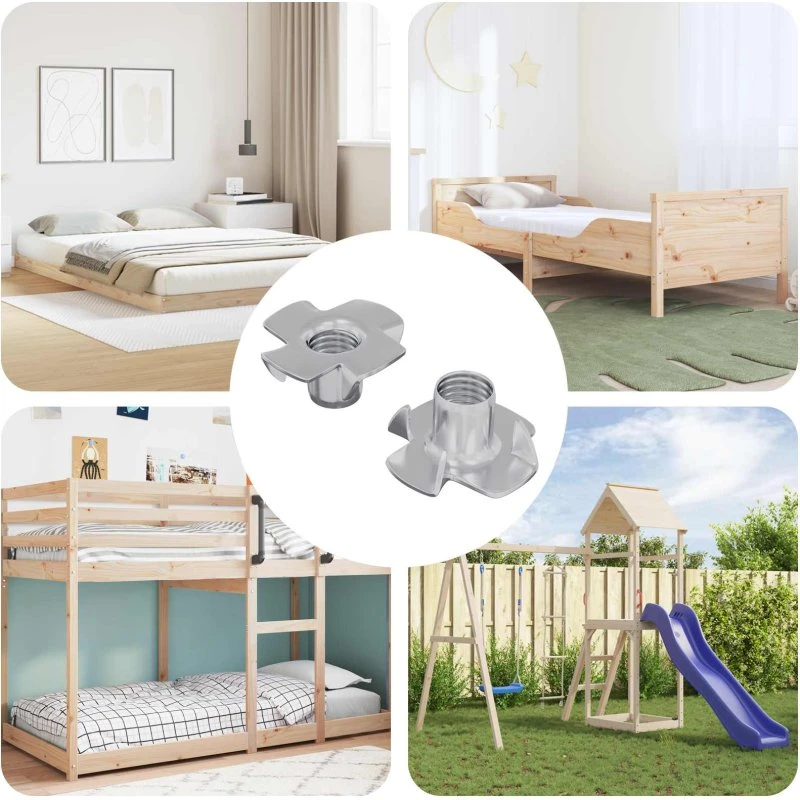 Prong T-møtrik M6, 2 stk — galvaniseret stål (sølv)