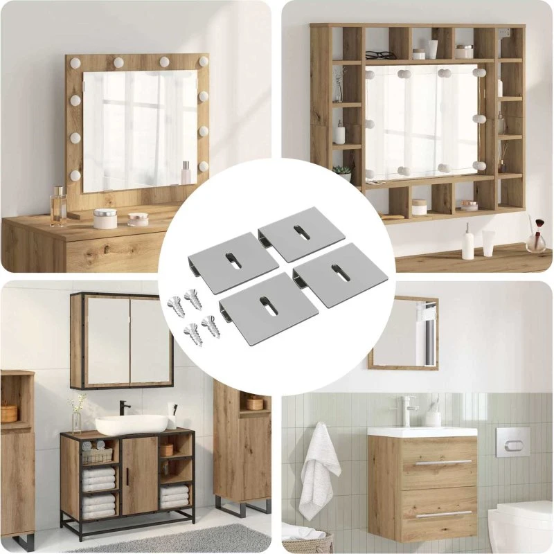 Spejlholdningsbraketter 12 stk, nikkelfinish 35×30×8,3 mm