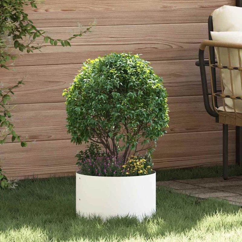 Hvid plante-ring i koldvalset stål 30×30×20 cm