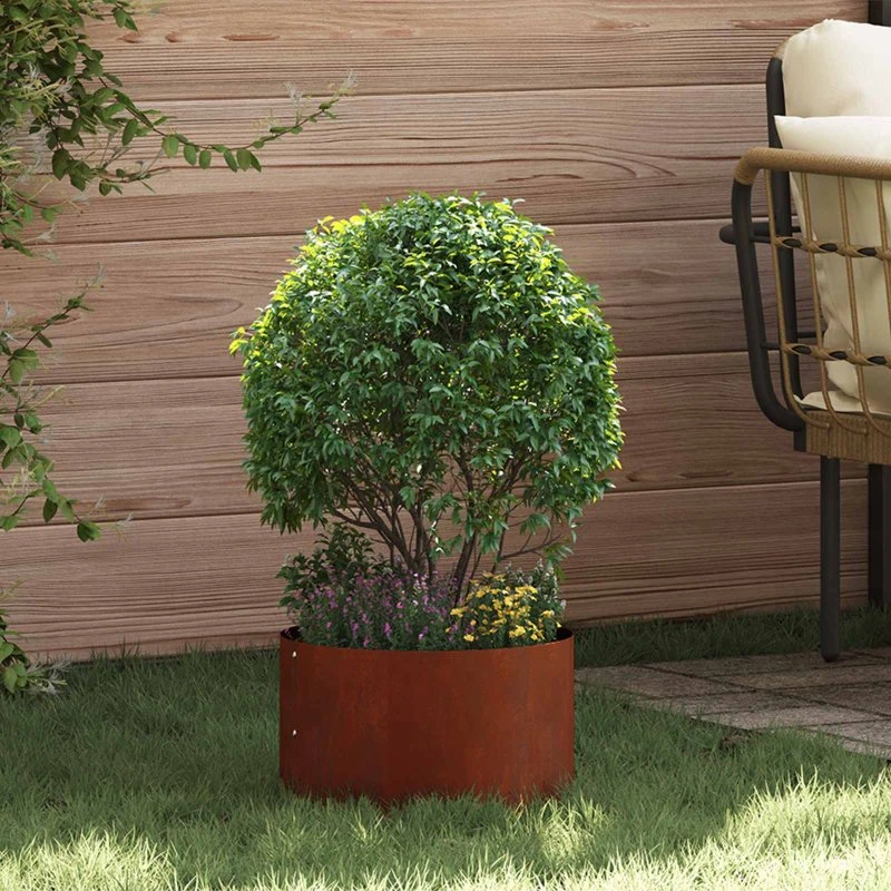 Plante ring i cortenstål 30x30x20 cm – rund plantekrukke