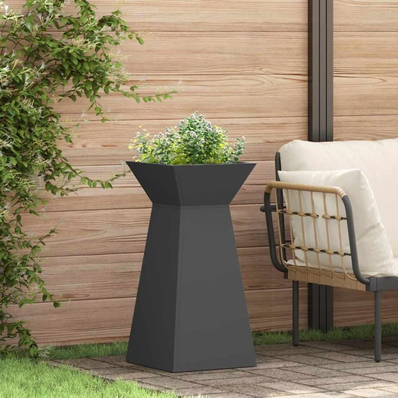 Søjle Plantekasse i sort stål 35 x 35 x 73 cm