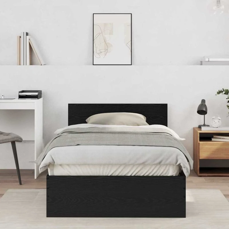 Sengestel i sort eg med hovedgærde 100x200 cm