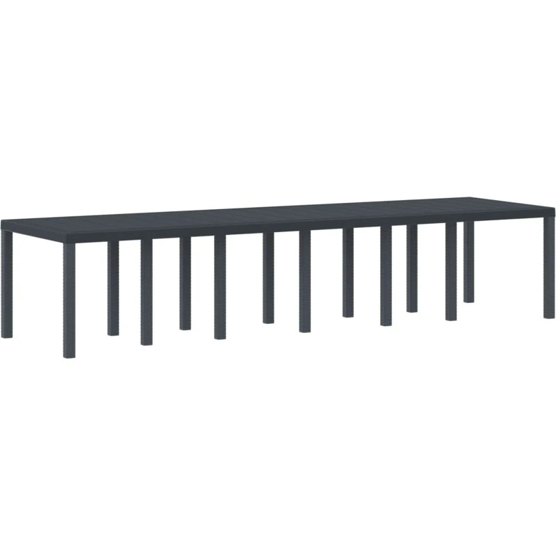 Antracit polyrattan havemøbelsbord 350x100x74 cm