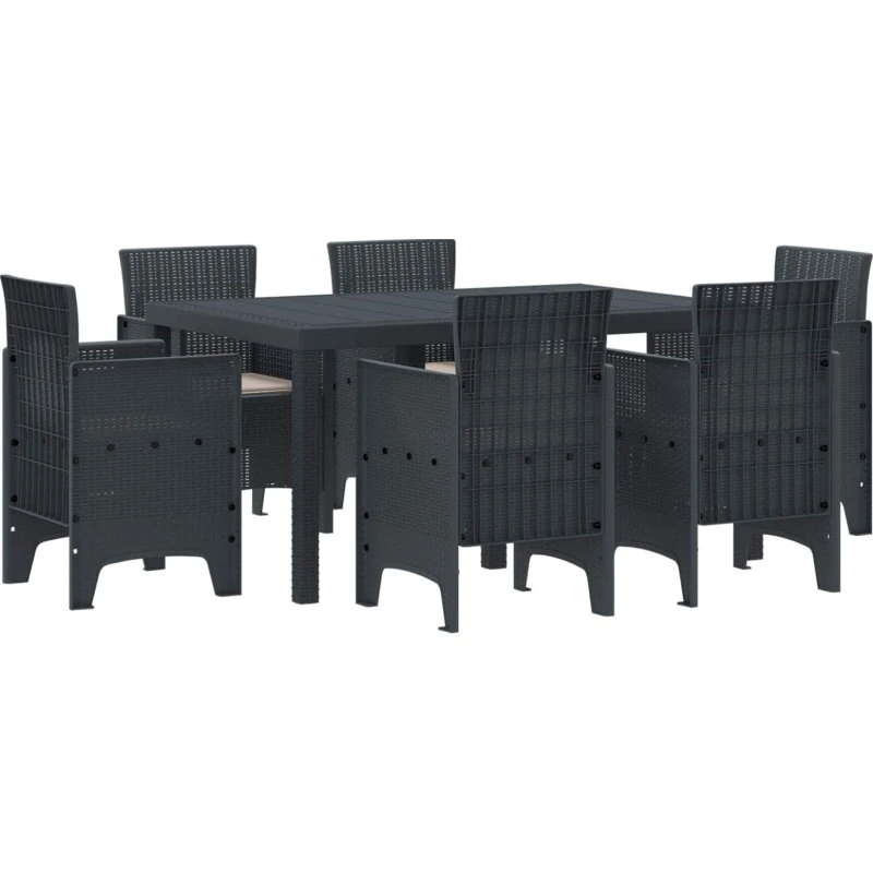 Have spisesæt 7 dele i antracit polyrattan