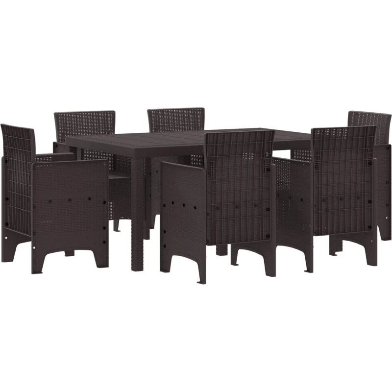 Have spisebordssæt 7 dele i brun polyrattan