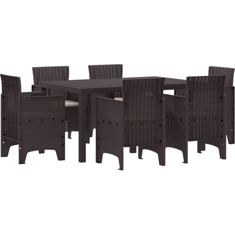 Have spisebordssæt 7 dele - brun polyrattan