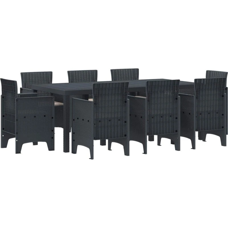 Have Spisebordssæt 9 dele Antracit – Polyrattan-look
