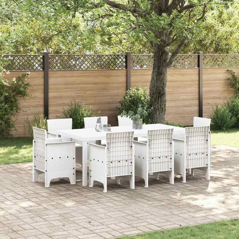 Hvid havemøbelsæt 9 dele – moderne polypropylen/polyrattan