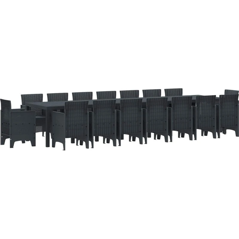 Have spisesæt i polyrattan 17 dele - Antracit