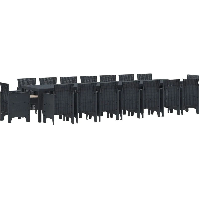 Have spisesæt i polyrattan 17 dele – Antracit