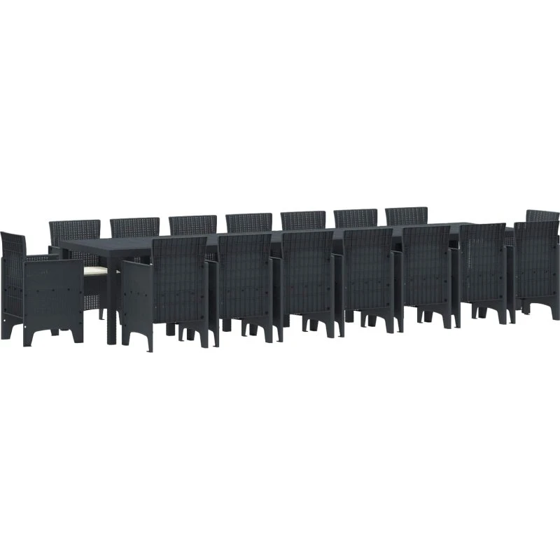 Have spisesæt 17 dele i polyrattan - Antracit