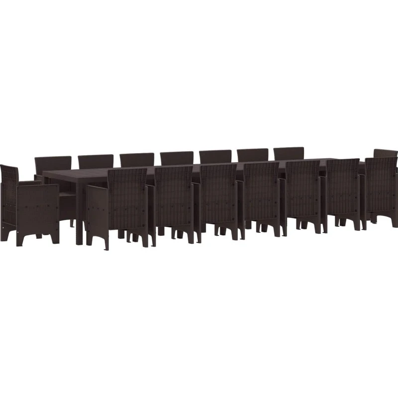 Have spisesæt i brun polyrattan 17 dele med puder