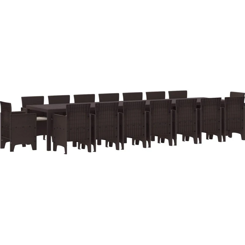 Have Spisesæt i brun polyrattan 17 dele med puder