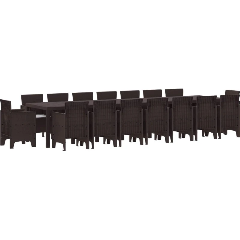 Have spisesæt i brun polyrattan 17 dele med hynder