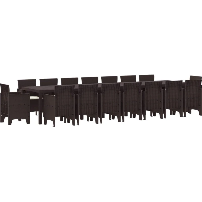 Have spisesæt 17 dele i brun polyrattan med puder