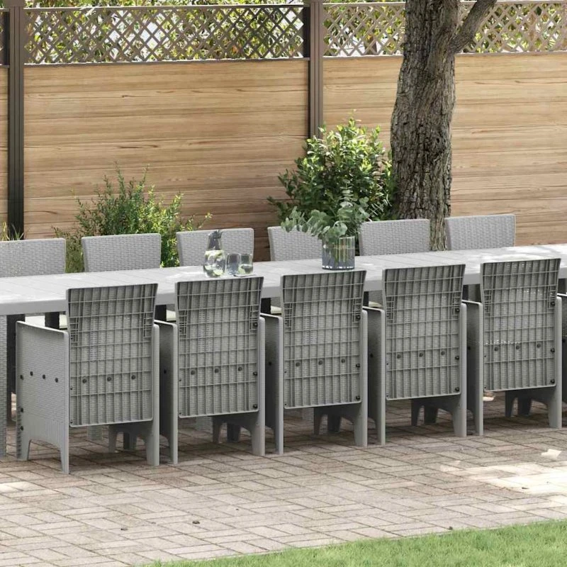 17-del Have Spisesæt i Lysegrå Polyrattan med Puder