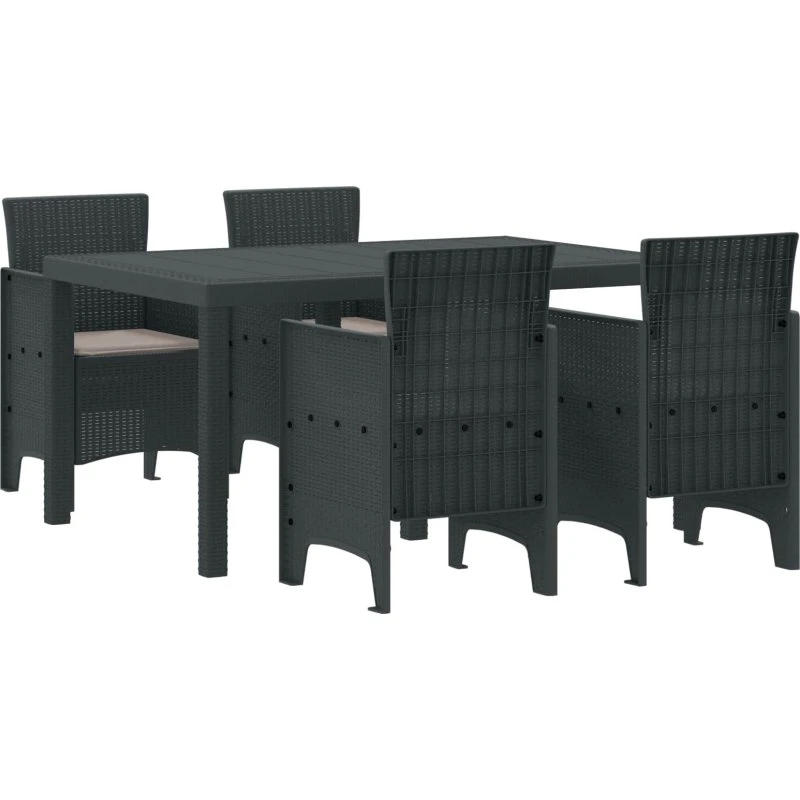 Have spisesæt 5 dele i antracit polyrattan