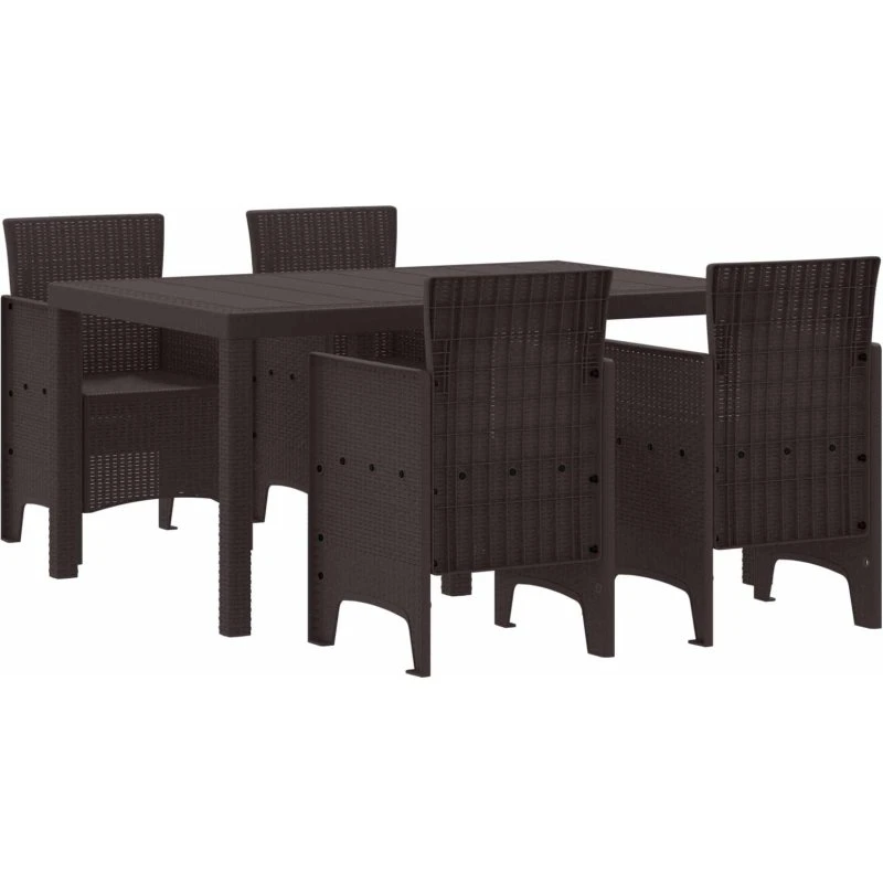 Have Spisebordssæt 5 dele i brun polyrattan