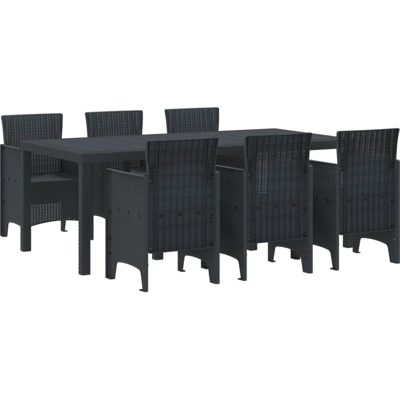 Havemøbelsæt 7 dele Antracit – Polyrattan/Polypropylen