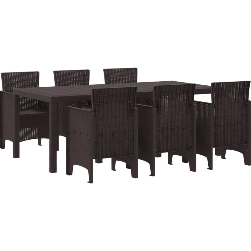 Have Spisebordssæt 7 dele - Brun poly rattan