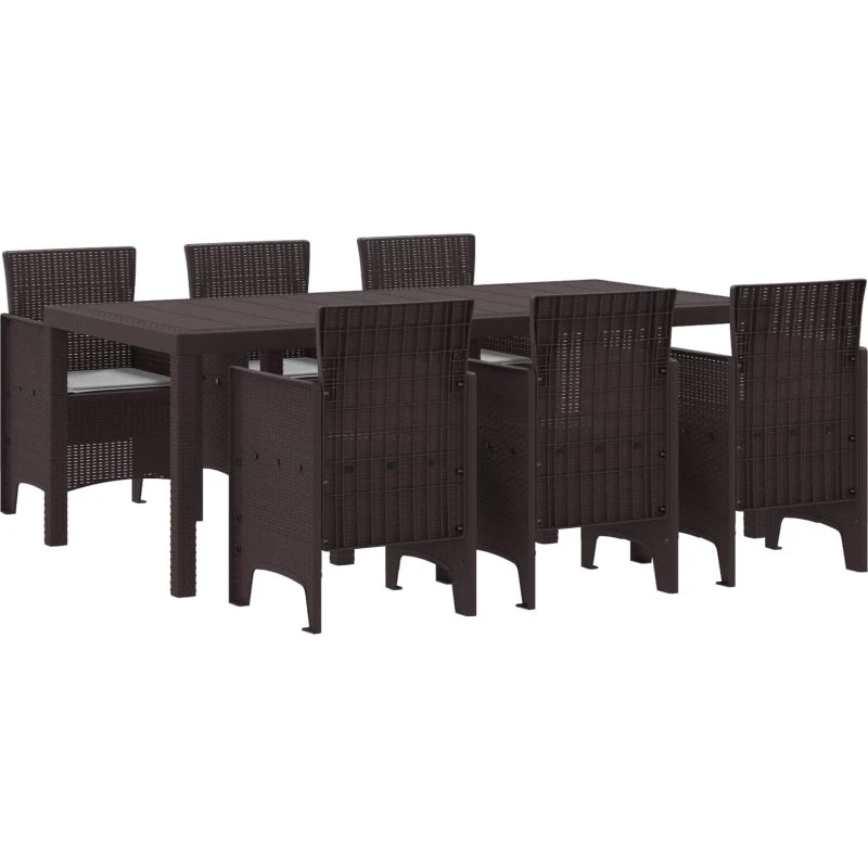 Havemøbelsæt 7 dele - Brun polypropylen/poly rattan