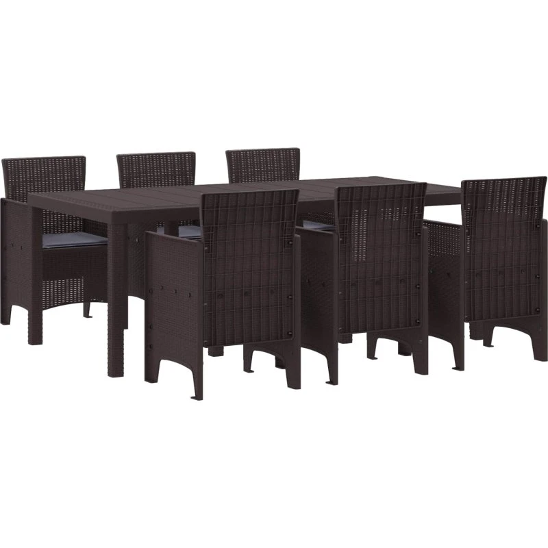 Have spisebordssæt 7 dele – brun polyrattan