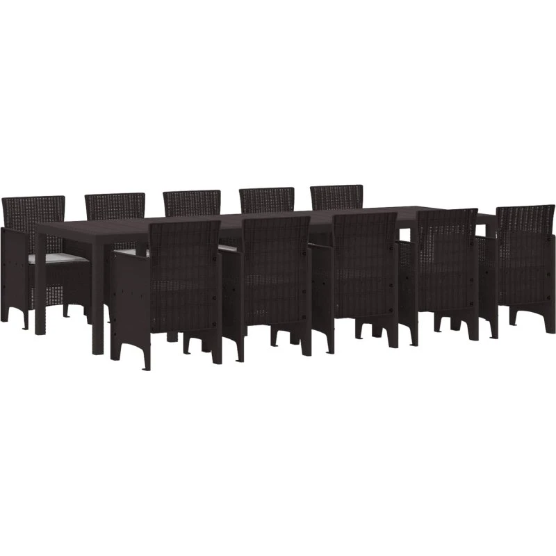 Have spisebordssæt 11 dele i brun/lysgrå poly rattan